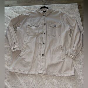 H&M oversized denim shacket light beige